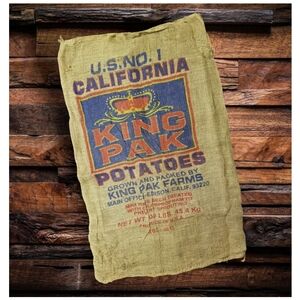 VINTAGE POTATO SACK WITH PRINTED GRAPHICS